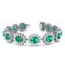 19 Carat Oval Shape Emerald and Halo Diamond Bracelet In 14 Karat White Gold, 7 Inches Image-1
