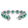 19 Carat Oval Shape Emerald and Halo Diamond Bracelet In 14 Karat White Gold, 7 Inches Image-2