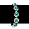 19 Carat Oval Shape Emerald and Halo Diamond Bracelet In 14 Karat White Gold, 7 Inches Image-5