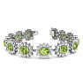 22 Carat Oval Shape Peridot and Halo Diamond Bracelet In 14 Karat White Gold, 7 Inches Image-1