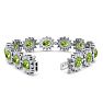 22 Carat Oval Shape Peridot and Halo Diamond Bracelet In 14 Karat White Gold, 7 Inches Image-2