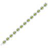 22 Carat Oval Shape Peridot and Halo Diamond Bracelet In 14 Karat White Gold, 7 Inches Image-3