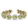 22 Carat Oval Shape Peridot and Halo Diamond Bracelet In 14 Karat Yellow Gold, 7 Inches Image-1