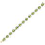 22 Carat Oval Shape Peridot and Halo Diamond Bracelet In 14 Karat Yellow Gold, 7 Inches Image-3