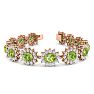 22 Carat Oval Shape Peridot and Halo Diamond Bracelet In 14 Karat Rose Gold, 7 Inches Image-1