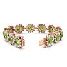 22 Carat Oval Shape Peridot and Halo Diamond Bracelet In 14 Karat Rose Gold, 7 Inches Image-2