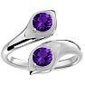 1 Carat Two Stone Amethyst Ring In 14 Karat White Gold Image-1
