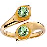 1 Carat Two Stone Green Amethyst Ring In 14 Karat Yellow Gold Image-1
