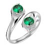 1 Carat Two Stone Emerald Ring In 14 Karat White Gold Image-2