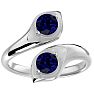 1 Carat Two Stone Sapphire Ring In 14 Karat White Gold Image-1