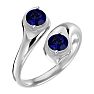 1 Carat Two Stone Sapphire Ring In 14 Karat White Gold Image-2