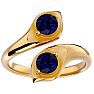 1 Carat Two Stone Sapphire Ring In 14 Karat Yellow Gold Image-1