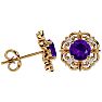 1 1/2 Carat Amethyst and Diamond Antique Stud Earrings In 14 Karat Yellow Gold Image-3