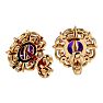 1 1/2 Carat Amethyst and Diamond Antique Stud Earrings In 14 Karat Yellow Gold Image-4