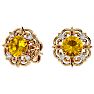 1 1/2 Carat Citrine and Diamond Antique Stud Earrings In 14 Karat Yellow Gold Image-2