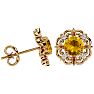 1 1/2 Carat Citrine and Diamond Antique Stud Earrings In 14 Karat Yellow Gold Image-3
