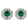 1 3/4 Carat Emerald and Diamond Antique Stud Earrings In 14 Karat White Gold Image-1