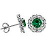 1 3/4 Carat Emerald and Diamond Antique Stud Earrings In 14 Karat White Gold Image-3