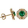 1 3/4 Carat Emerald and Diamond Antique Stud Earrings In 14 Karat Yellow Gold Image-3
