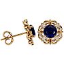 2 1/5 Carat Sapphire and Diamond Antique Stud Earrings In 14 Karat Yellow Gold Image-3