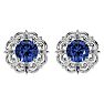 1 3/4 Carat Tanzanite and Diamond Antique Stud Earrings In 14 Karat White Gold Image-1