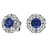 1 3/4 Carat Tanzanite and Diamond Antique Stud Earrings In 14 Karat White Gold Image-2