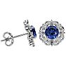 1 3/4 Carat Tanzanite and Diamond Antique Stud Earrings In 14 Karat White Gold Image-3