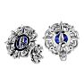 1 3/4 Carat Tanzanite and Diamond Antique Stud Earrings In 14 Karat White Gold Image-4