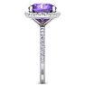 Amethyst Ring: 5 1/2 Carat Cushion Cut Amethyst and Halo Diamond Ring In Sterling Silver Image-4