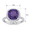 Amethyst Ring: 5 1/2 Carat Cushion Cut Amethyst and Halo Diamond Ring In Sterling Silver Image-5
