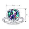 Mystic Topaz Ring: 5 1/2 Carat Cushion Cut Mystic Topaz and Halo Diamond Ring In Sterling Silver Image-5