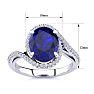 Sapphire Ring: 2 3/4 Carat Oval Shape Sapphire and Halo Diamond Ring In Sterling Silver Image-5