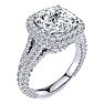 6 Carat Cushion Cut Lab Grown Diamond Halo Engagement Ring In 14K White Gold Image-2