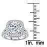 6 Carat Cushion Cut Lab Grown Diamond Halo Engagement Ring In 14K White Gold Image-5