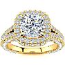 3 1/2 Carat Cushion Cut Lab Grown Diamond Halo Engagement Ring In 14K Yellow Gold Image-1