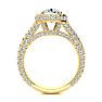 3 1/2 Carat Cushion Cut Lab Grown Diamond Halo Engagement Ring In 14K Yellow Gold Image-3