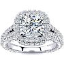 3 1/2 Carat Cushion Cut Lab Grown Diamond Halo Engagement Ring In 14K White Gold Image-1