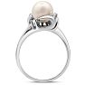 Round Freshwater Cultured Pearl and 1/10ct Diamond Ring In 14 Karat White Gold Image-4