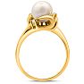 Round Freshwater Cultured Pearl and 1/10ct Diamond Ring In 14 Karat Yellow Gold Image-4