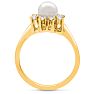 Round Freshwater Cultured Pearl and 1/3 Carat Halo Diamond Ring In 14 Karat Yellow Gold Image-4
