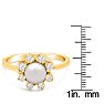 Round Freshwater Cultured Pearl and 1/3 Carat Halo Diamond Ring In 14 Karat Yellow Gold Image-6