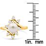 Round Freshwater Cultured Pearl and Halo Diamond Ring In 14 Karat Yellow Gold Image-5