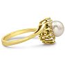 Round Freshwater Cultured Pearl and 1/4ct Halo Diamond Ring In 14 Karat Yellow Gold Image-3