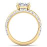 3 1/2 Carat Oval Shape Lab Grown Diamond Halo Engagement Ring Plus Band In 14K Yellow Gold Image-3