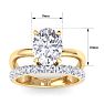 3 1/2 Carat Oval Shape Lab Grown Diamond Halo Engagement Ring Plus Band In 14K Yellow Gold Image-5