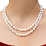 18 Inch 8mm Double Strand Glass Pearl Necklace, Fancy Clasp Image-1