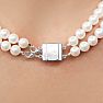 18 Inch 8mm Double Strand Glass Pearl Necklace, Fancy Clasp Image-2