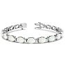 Opal Bracelet With 6 Carats of Oval Shape Opals and Diamonds In 14 Karat White Gold, 7 Inches Image-1