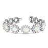 Opal Bracelet With 14 1/4 Carats of Oval Shape Opals and Diamonds In 14 Karat White Gold, 7 Inches Image-1