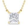 3/4 Carat Princess Cut Lab Grown Diamond Solitaire Necklace In 14 Karat Yellow Gold Image-1